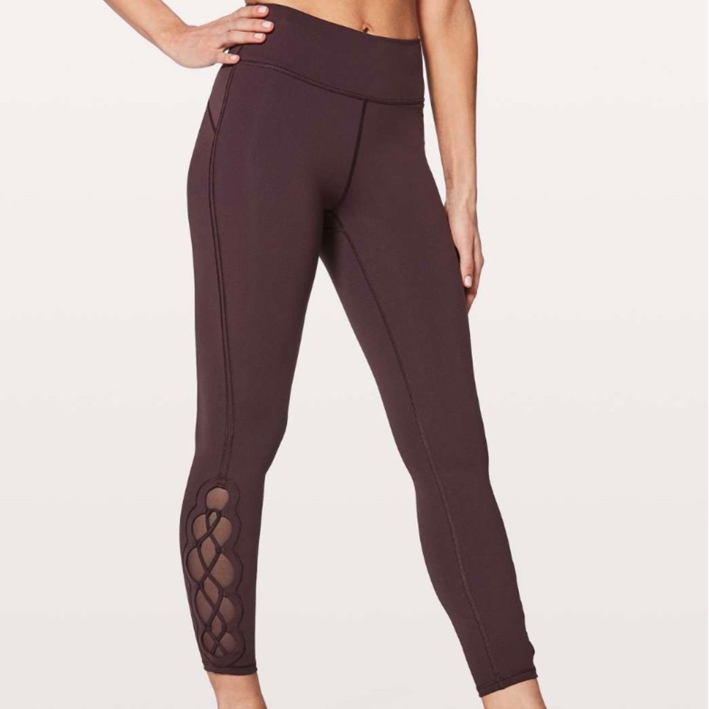 Lululemon Tied To It 7/8 Tights Black Cherry 4